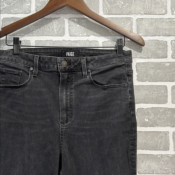 PAIGE SARAH SLIM HIGH RISE SLIM LEG JEANS BLACK WILLOW WOMENS SIZE 31 - Picture 4 of 16